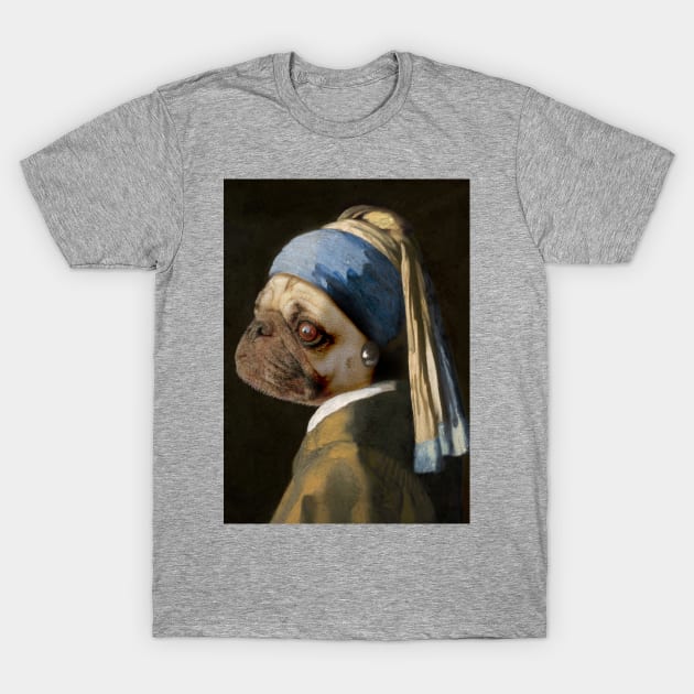 The Pug with a Pearl Earring T-Shirt by luigitarini